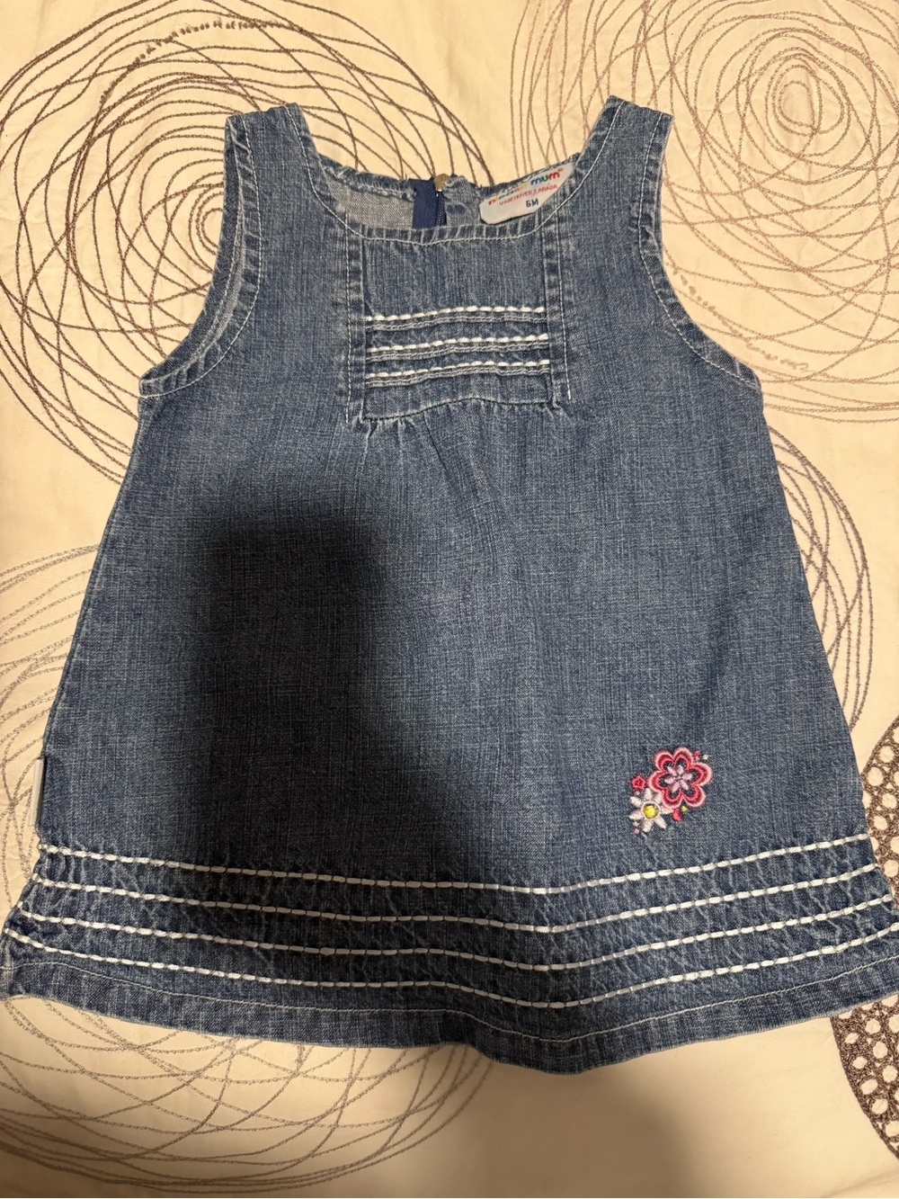Vintage baby please mum' Blue Denim Sleeveless Dress size 6 mo